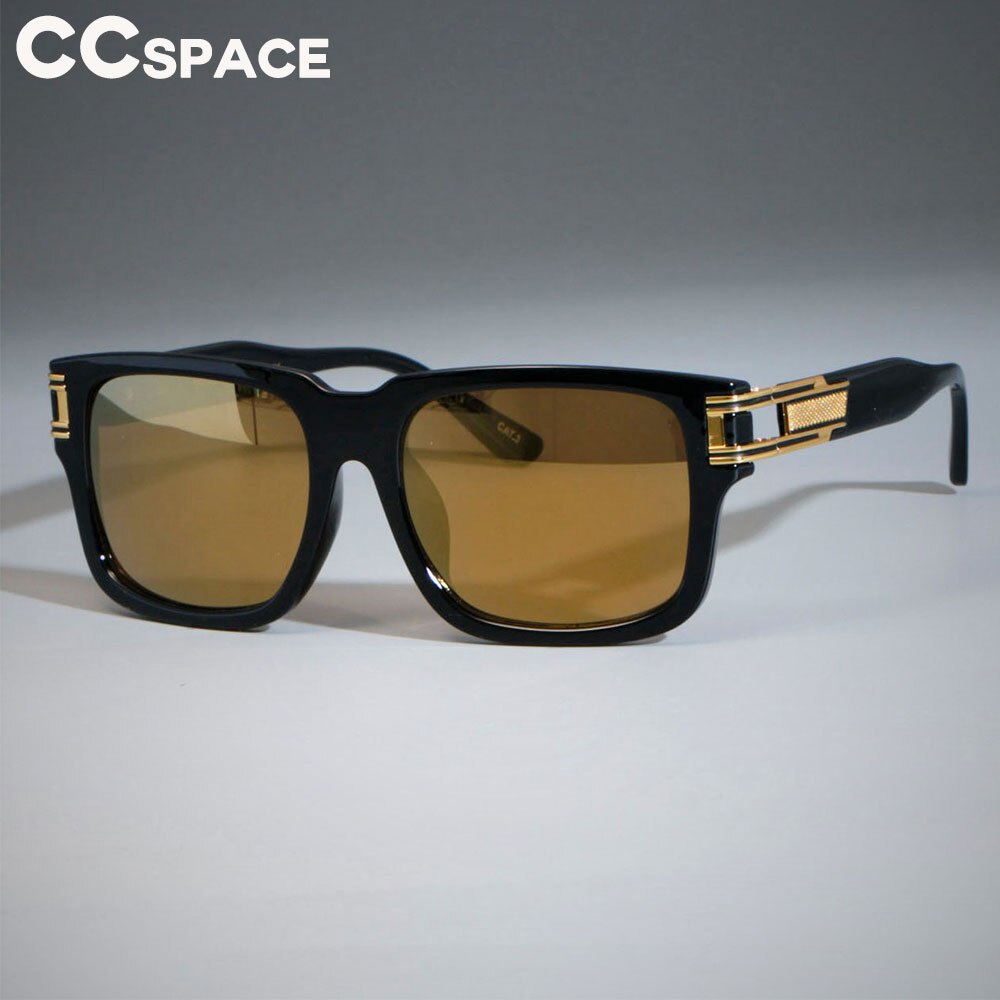 CCSpace Men's Full Rim Oversized Square Resin Frame Sunglasses SU139 Sunglasses CCspace Sunglasses C5 black gold  
