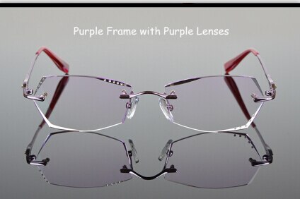 Women's Eyeglasses Titanium Rimless Rhinestone 6011 Rimless Chashma Purple  