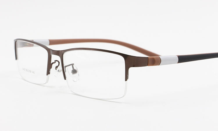 Men's Alloy Frame Semi Rim Eyeglasses B2442 Semi Rim Bclear Auburn  