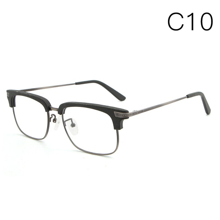 Hdcrafter Unisex Full Rim Square Wood Frame Eyeglasses Hb034 Full Rim Hdcrafter Eyeglasses C10  