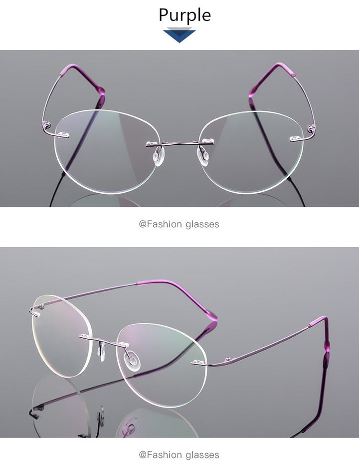 Unisex Eyeglasses Round Ultra-light Memory Titanium Alloy 862 Frame SunnyFunnyDay C7  Purple  