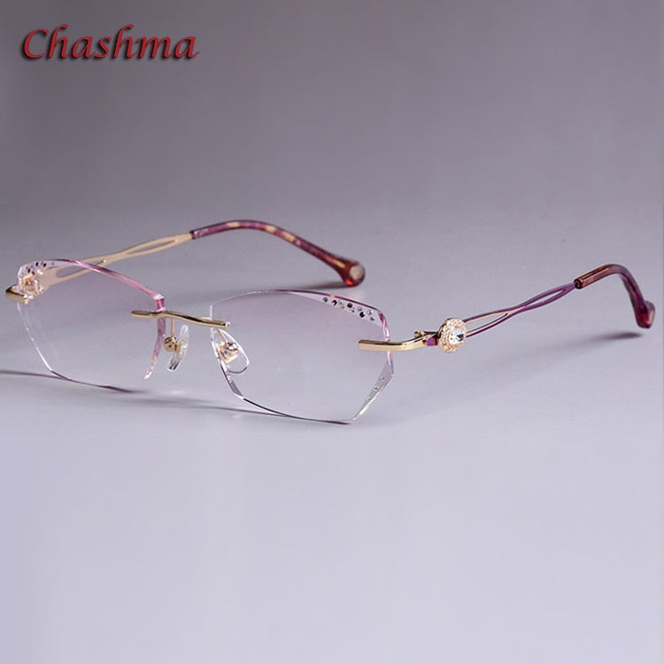 Chashma Ochki Women's Rimless Square Alloy Eyeglasses Gradient Tinted Demo Lenses 8101 Rimless Chashma Ochki Default Title  