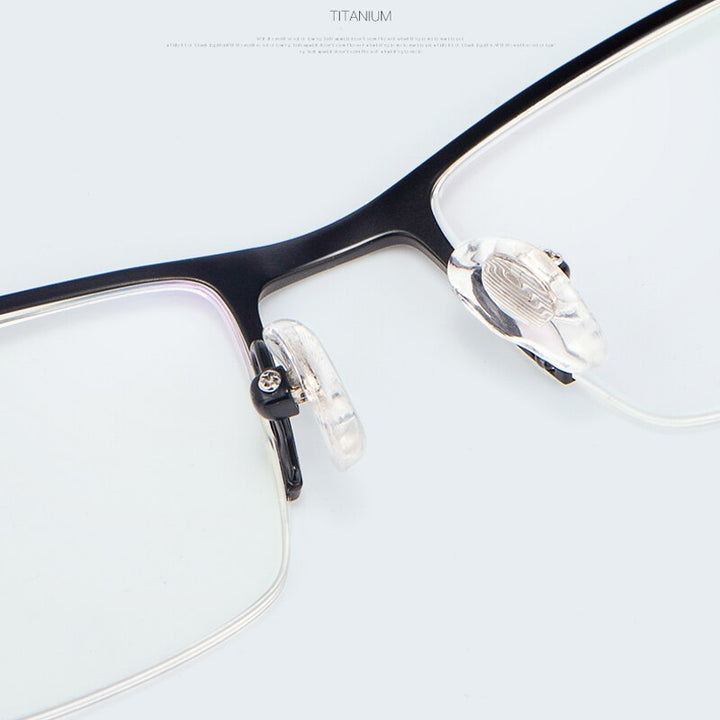 Hotony Unisex Semi Rim Rectangular Acetate Alloy Frame Eyeglasses 1801 Semi Rim Hotony   