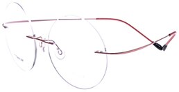 Chashma Ottica Unisex Rimless Round Titanium Eyeglasses 9613 Rimless Chashma Ottica Pink  