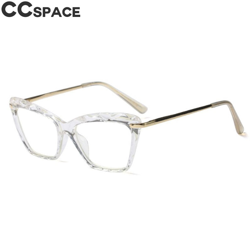 CCSpace Women's Full Rim Rectangle Cat Eye Resin Alloy Frame Eyeglasses 45591 Full Rim CCspace C6 Clear  