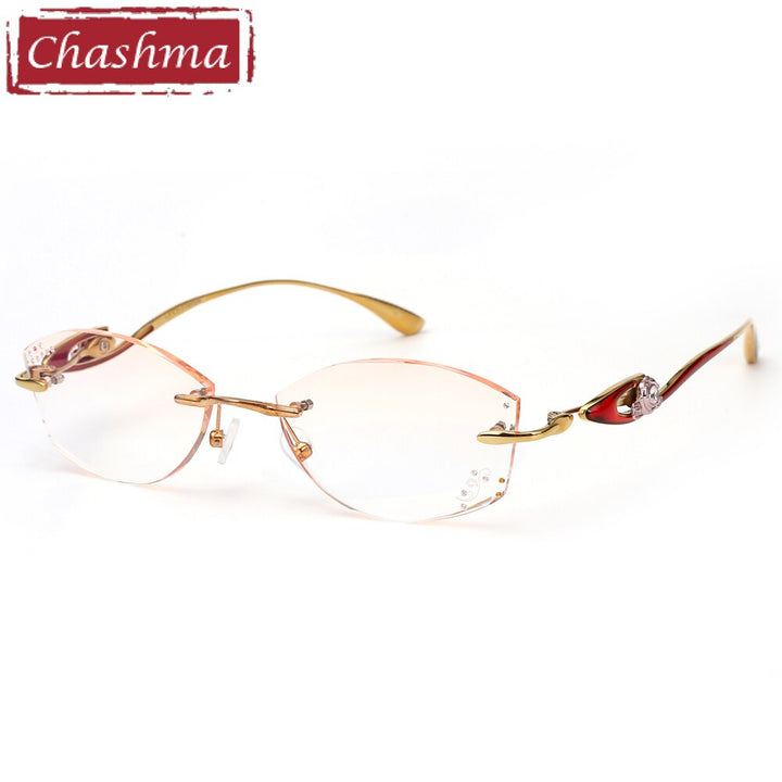 Women's Eyeglasses Pure Titanium Rimless Flower 208 Rimless Chashma   