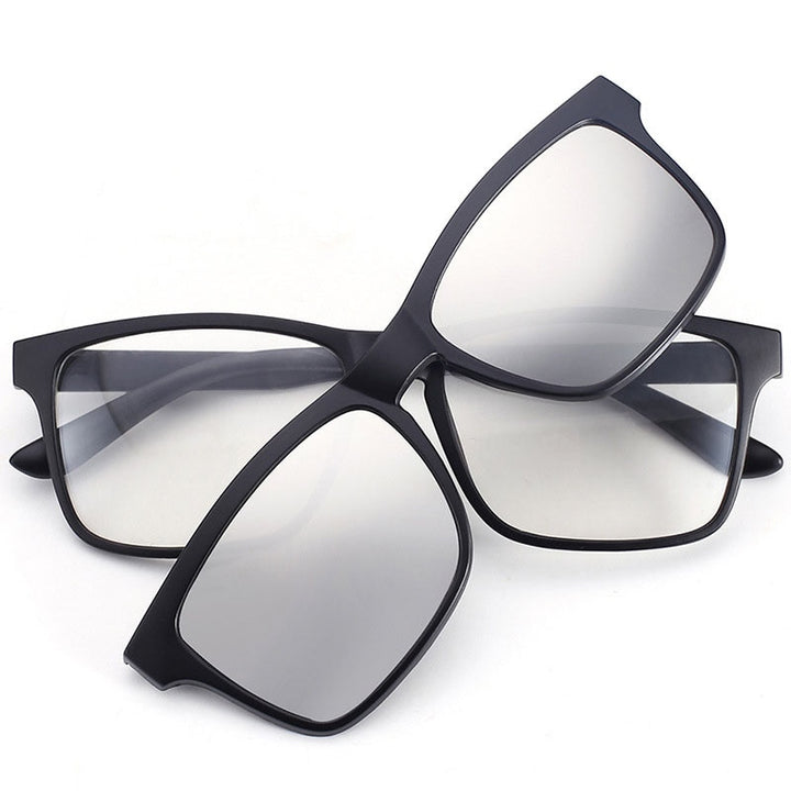 Bclear Men's Eyeglasses Tr 90 With 5 Clip On Polarized Lenses Clip On Sunglasses Bclear   