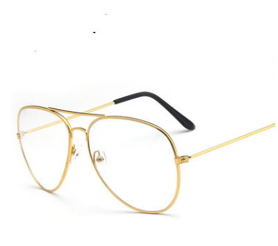 Unisex Eyeglasses Large Frame Korean Pilot 3026 Frame Brightzone Gold  