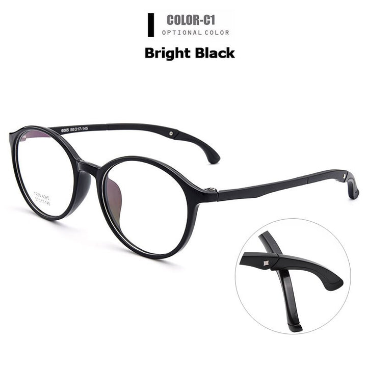 Unisex Eyeglasses Ultra-Light Tr90 Plastic Round M6065 Frame Gmei Optical C1  