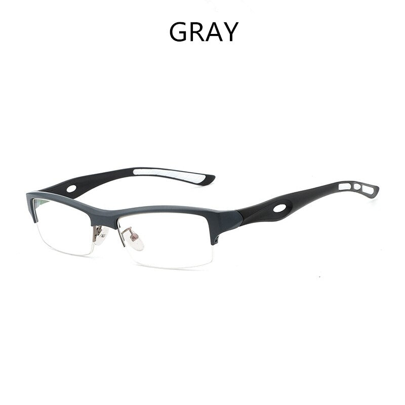 Hdcrafter Men's TR 90 Rectangle Semi Rim Frame Eyeglasses L1077 Semi Rim Hdcrafter Eyeglasses GRAY  