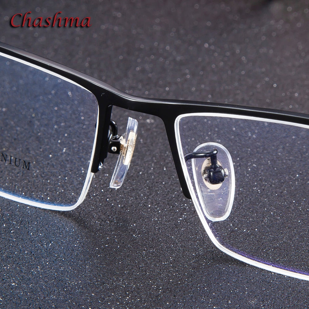 Chashma Ochki Men's Semi Rim Square Titanium Plated Eyeglasses 9912 Semi Rim Chashma Ochki   