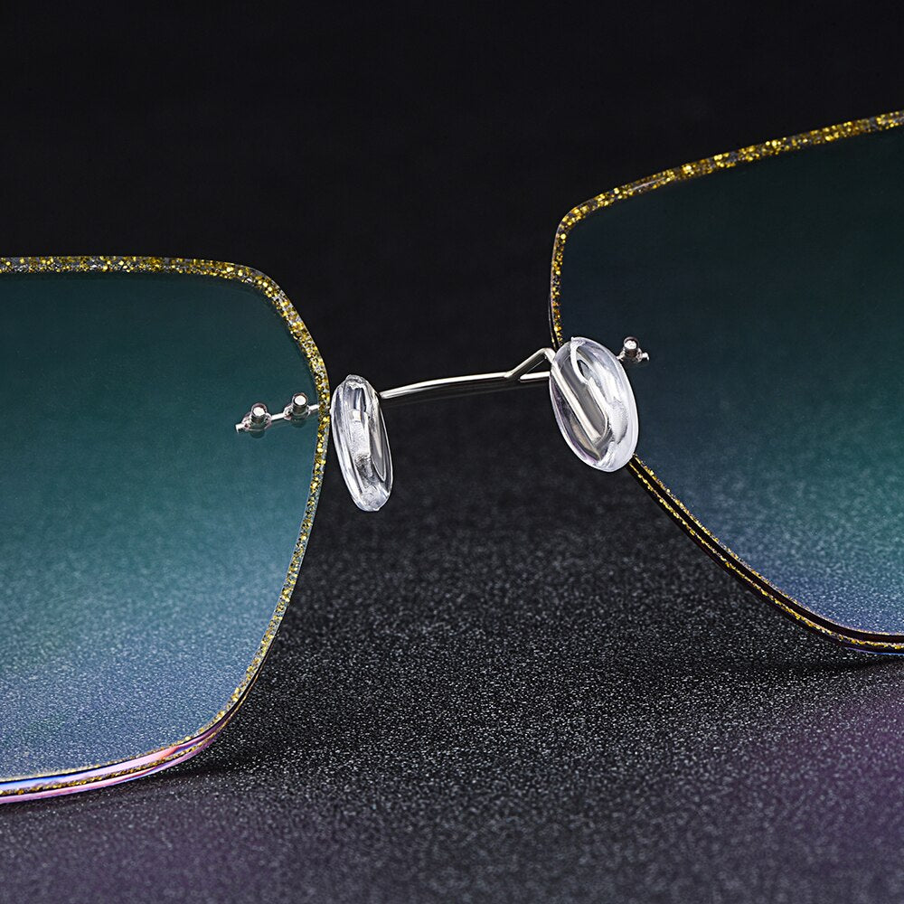 Men's Eyeglasses Titanium Alloy Rimless Gradient Grey T80891 Rimless Gmei Optical   