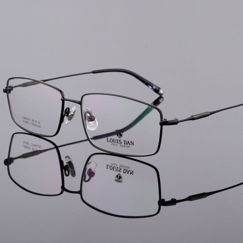 Men's Square Full Rim Titanium Frame Eyeglasses 6638 Full Rim Bclear black  