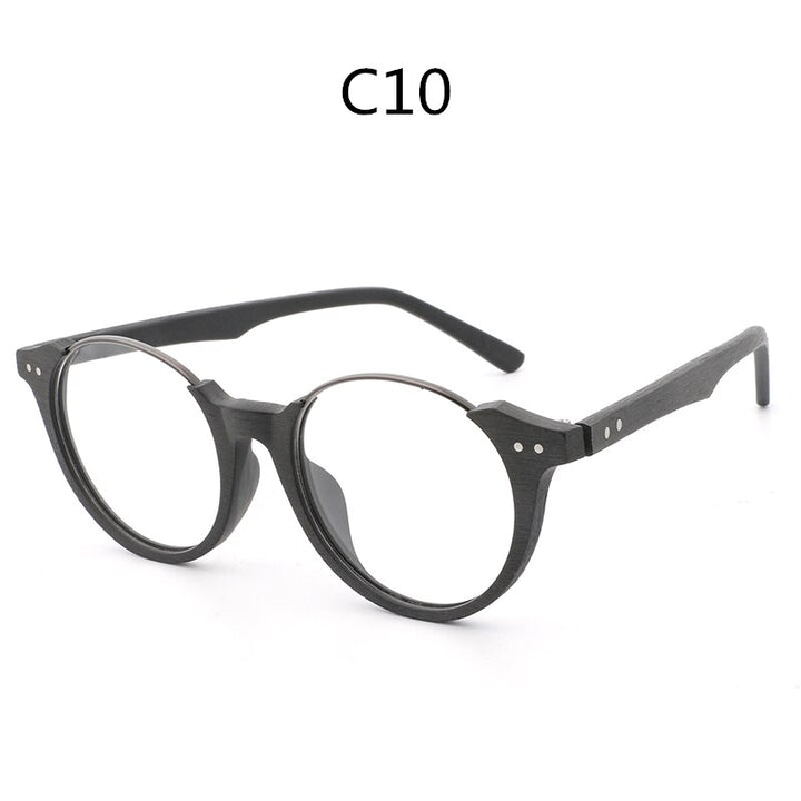 Hdcrafter Unisex Full Rim Square Wood Metal Frame Eyeglasses Ft5359 Full Rim Hdcrafter Eyeglasses C10  