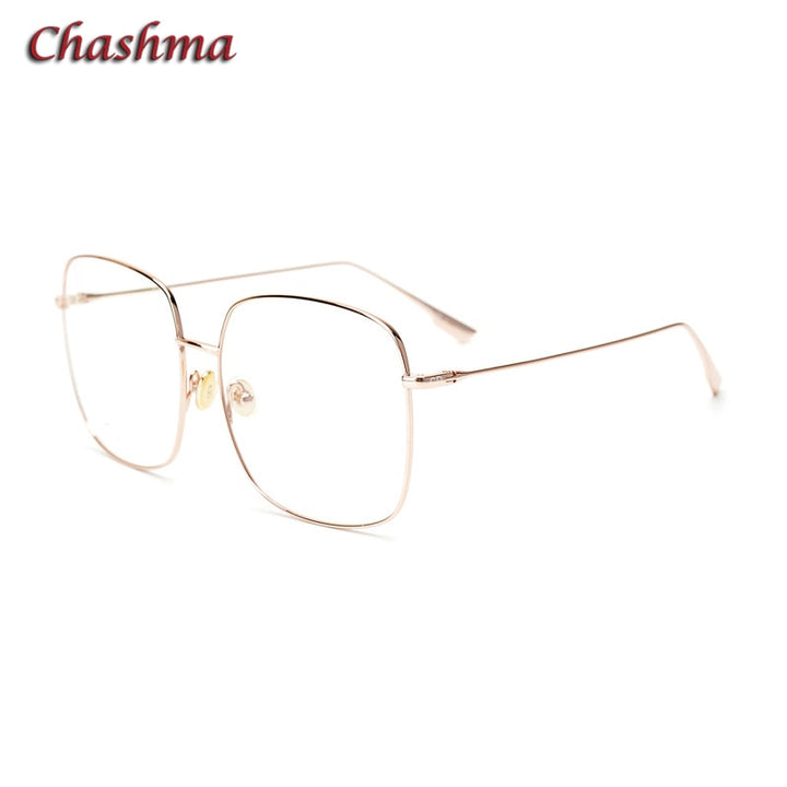 Chashma Ochki Women's Full Rim Round Square Titanium Eyeglasses 18 Full Rim Chashma Ochki Rose Gold  