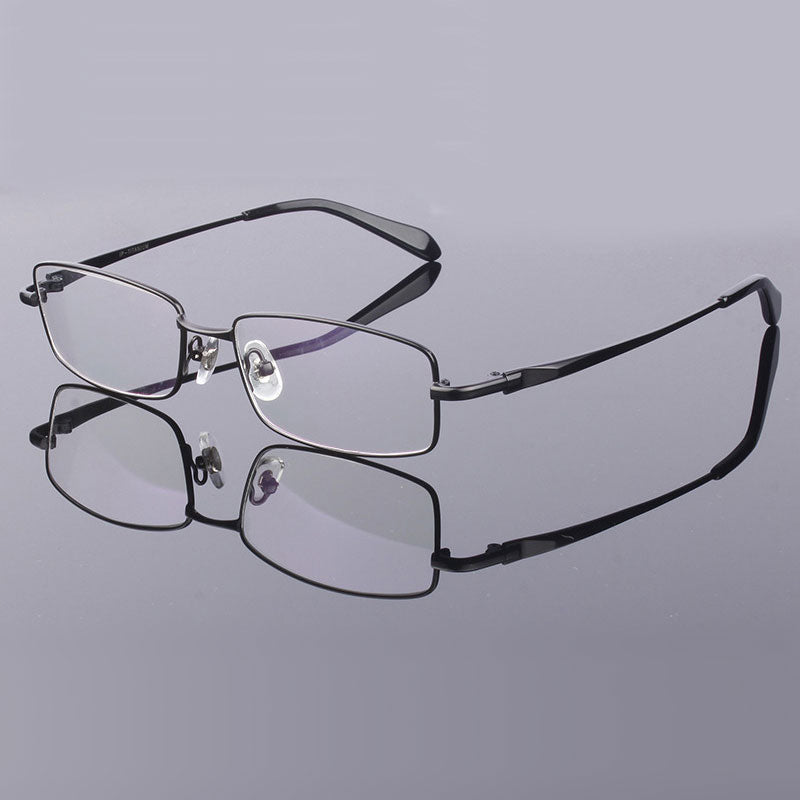 Reven Jate Titanium Alloy Eyeglasses Frame Full Rim Rectangular Metal Glasses Eyewear Frame Spectacles Full Rim Reven Jate Black  