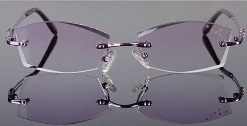 Chashma Ottica Women's Rimless Irregular Square Titanium Eyeglasses Tinted Lenses 1005 Rimless Chashma Ottica Purple  