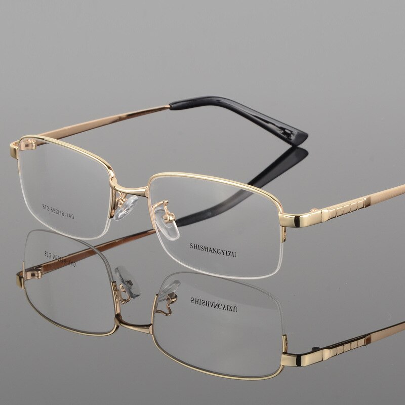 Men's Half Rim Alloy Front Rim Eyeglasses 872 Semi Rim Bclear Gold  