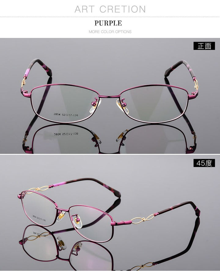 Women's Full Rim Oval Eyeglasses Alloy Frame 2854 Full Rim Bclear   