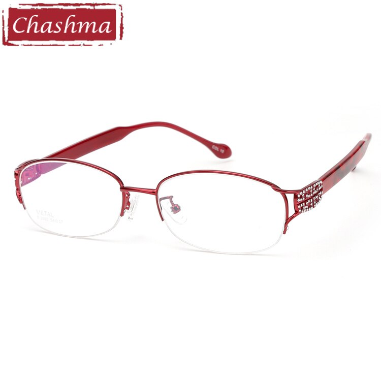 Chashma Ottica Women's Semi Rim Oval Titanium Eyeglasses 2392 Semi Rim Chashma Ottica Red  