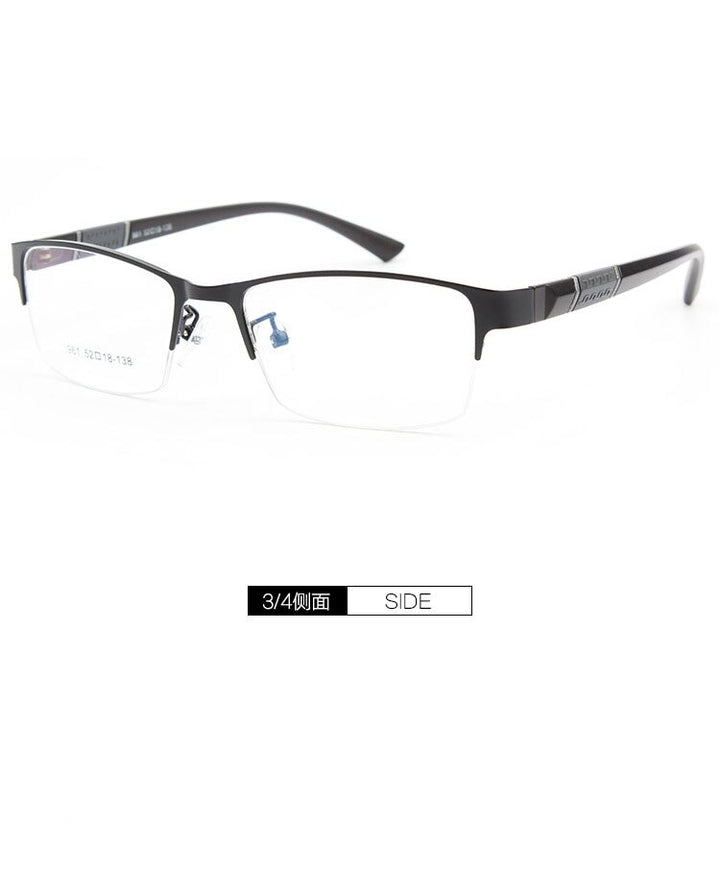 Men's Half Rim Alloy Frames TR90 Temple Eyeglasses  961 Semi Rim Bclear   