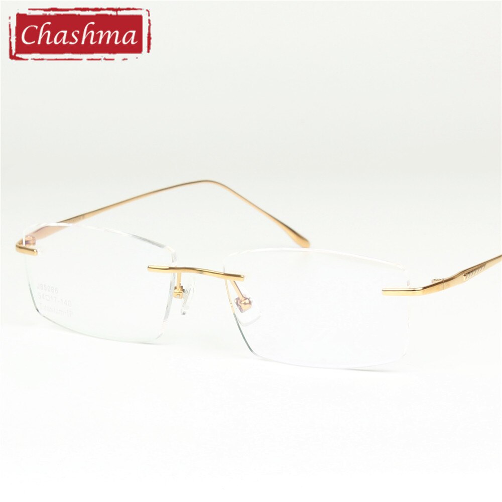 Chashma Ottica Unisex Rimless Square Titanium Eyeglasses 85086 Rimless Chashma Ottica   