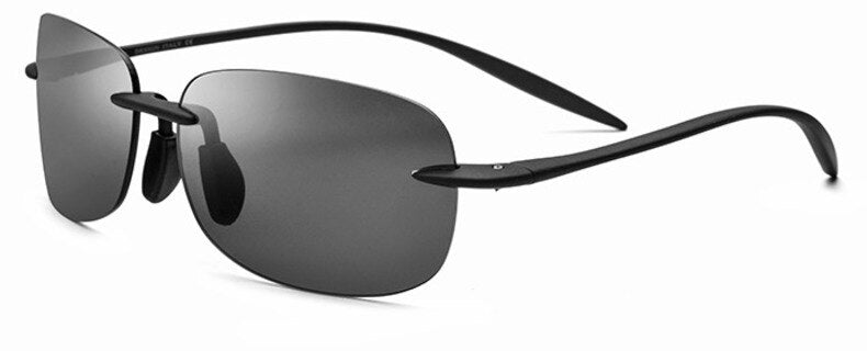 Men's Sunglasses Rimless Resin Titanium Th0031 Sunglasses Brightzone Black-Gray  