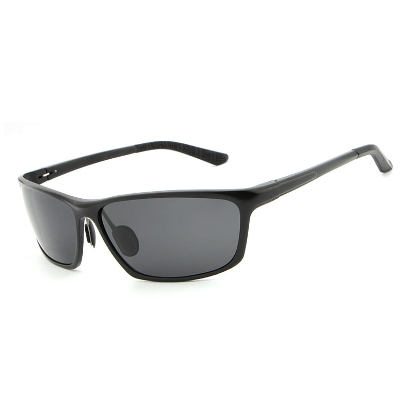 Hdcrafter Men's Full Rim Aluminum Magnesium Rectangle Frame Polarized Sunglasses L2179 Sunglasses HdCrafter Sunglasses black  