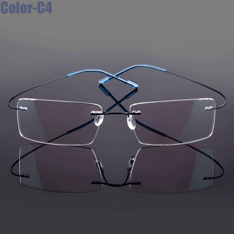 Hotochki Unisex Rimless Titanium Frame Customizable Lens Shape Eyeglasses 5018 Rimless Hotochki C4  