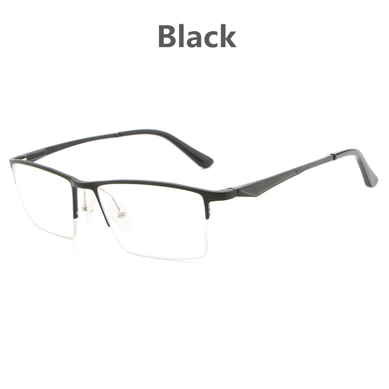 Hdcrafter Unisex Semi Rim Titanium Rectangular Square Frame Eyeglasses Lp6265 Semi Rim Hdcrafter Eyeglasses Black  