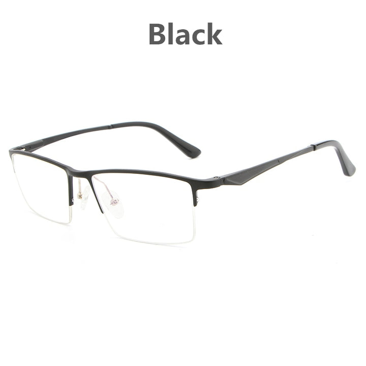 Hdcrafter Unisex Semi Rim Titanium Rectangular Square Frame Eyeglasses Lp6265 Semi Rim Hdcrafter Eyeglasses Black  