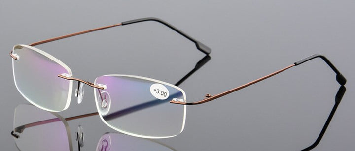 Unisex Presbyopic Rimless Alloy Folding Reading Glasses 3002 Reading Glasses Brightzone +100 Brown 