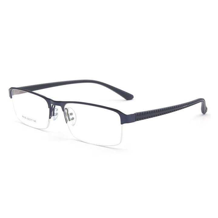 Reven Jate Men's Semi Rim Square Alloy Eyeglasses P9165 Frames Reven Jate Blue  
