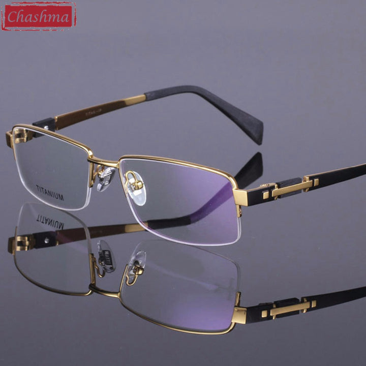 Chashma Ottica Men's Semi Rim Rectangle Titanium Eyeglasses 8001 Semi Rim Chashma Ottica   