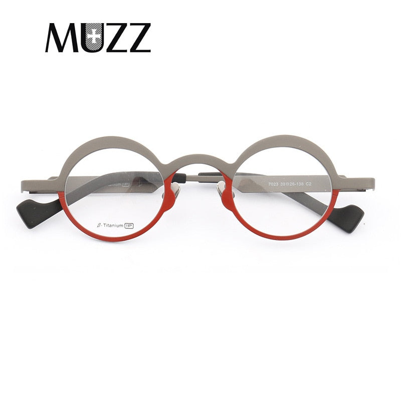 Muzz Unisex Full Rim Round Titanium Frame Eyeglasses T7023 Full Rim Muzz C2  