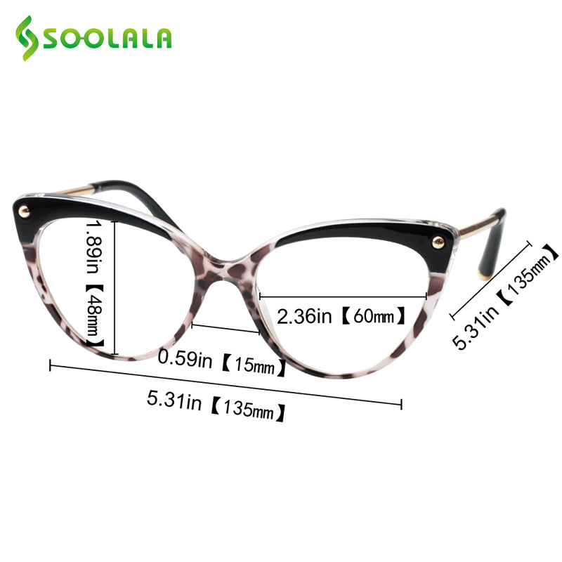 Soolala Anti Blue Ray Women's Semi Rim Anti Fatigue Glasses Tr90 Cat Eye Blue Light Blocking Frames SooLala   