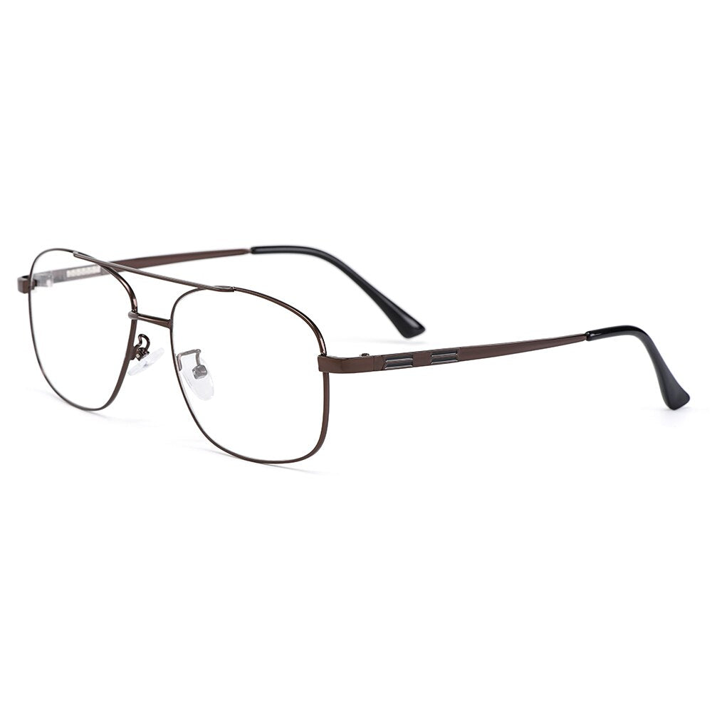 Men's Eyeglasses Square Full Rim Titanium Alloy Frame Y2256 Full Rim Gmei Optical C4 Brown  