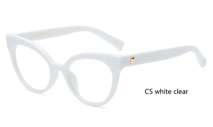 CCSpace Women's Full Rim Cat Eye Acetate Frame Eyeglasses 45143 Full Rim CCspace C5 white clear  