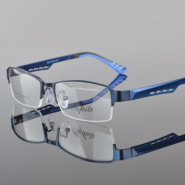 Chashma Ottica Men's Semi Rim Square Tr 90 Stainless Steel Eyeglasses 2387 Semi Rim Chashma Ottica blue  