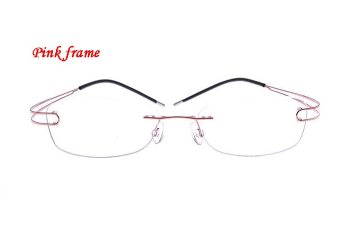 Unisex Eyeglasses Ultra-light Titanium Rimless 4022 Rimless Brightzone Pink  