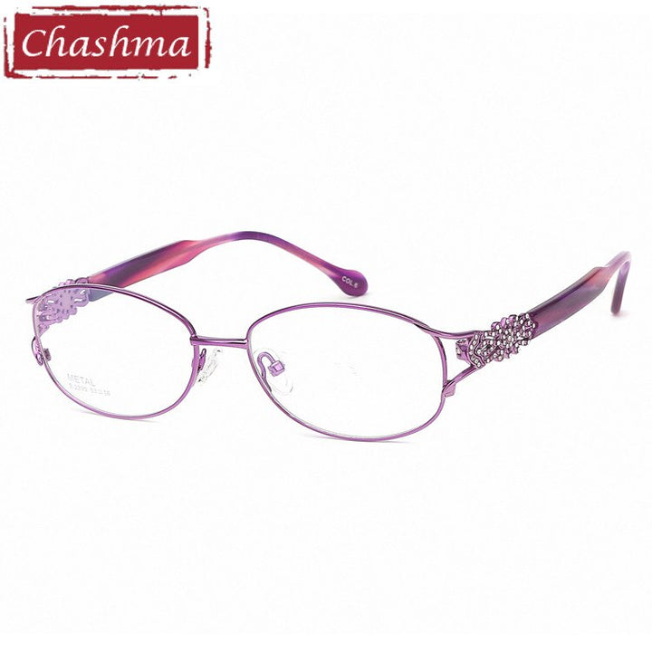 Chashma Ottica Women's Full Rim Oval Titanium Eyeglasses 2399 Full Rim Chashma Ottica Purple  