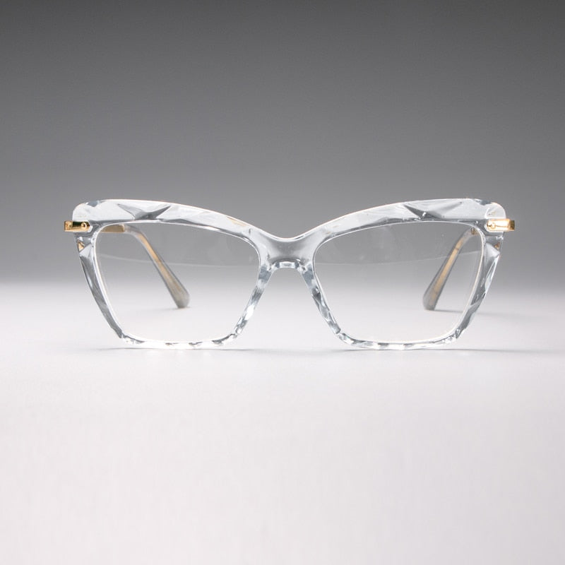 CCSpace Women's Full Rim Square Cat Eye Resin Frame Eyeglasses H45591 Full Rim CCspace C6 Clear  