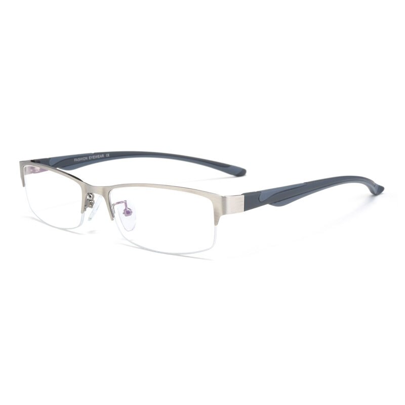 Hotochki Unisex Semi Rim Stainless Steel Alloy Frame Reading Glasses Xs671 Reading Glasses Hotochki +50 Silver 
