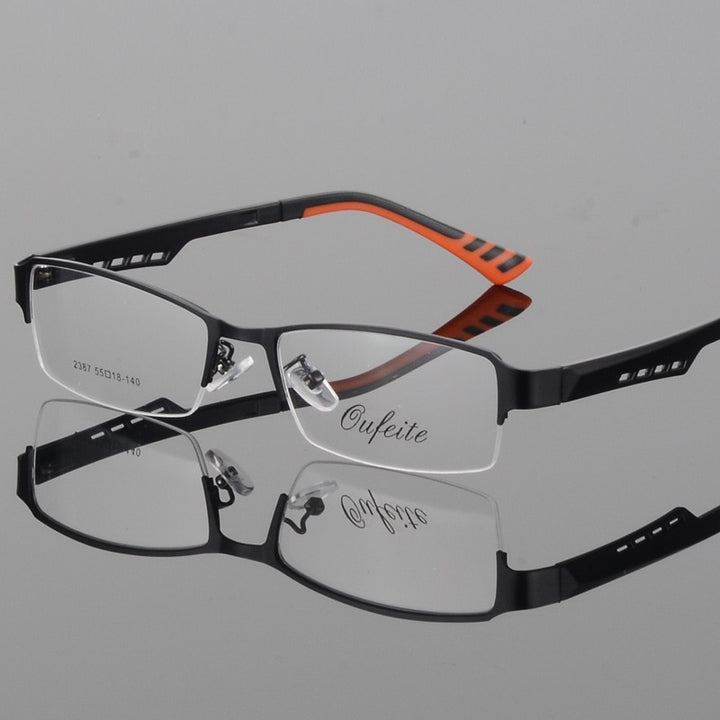 Reven Jate Women's 2387 Eyeglasses Semi-Rim Alloy Frames Reven Jate black  