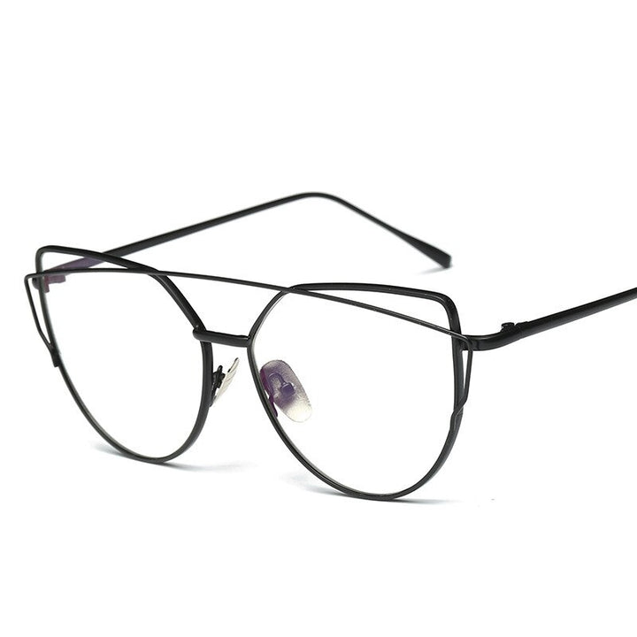 Women's Eyeglasses Double Brige Titanium Cat Eye F16015 Frame Brightzone Black box  