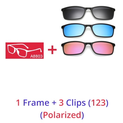 Ralferty Polarized Sunglasses Men Women 5 In 1 Magnetic Clip On Glasses Tr90 Eyewear Frames Eyeglass 8803 Clip On Sunglasses Ralferty 1 Frame 3 Clips 123 Matt Black Frame 