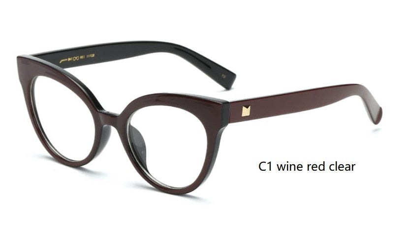 CCSpace Women's Full Rim Cat Eye Acetate Frame Eyeglasses 45143 Full Rim CCspace C1 wine red clear  