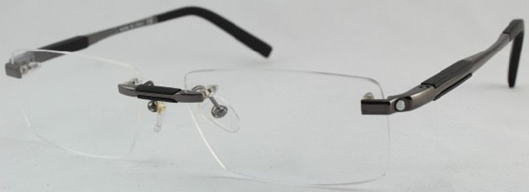 Chashma Ochki Men's Rimless Rectangle Titanium Eyeglasses 0349 Rimless Chashma Ochki Gray  