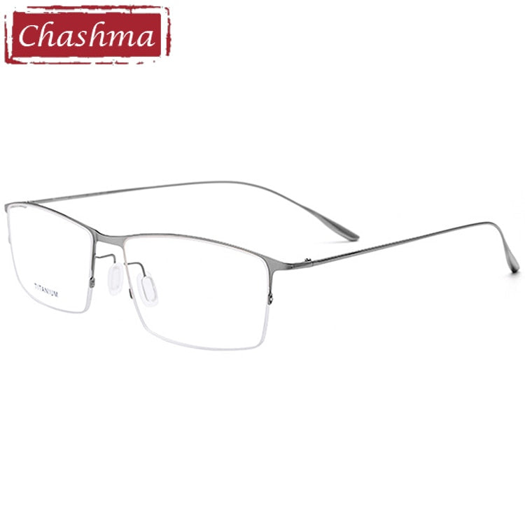 Men's Eyeglasses Titanium Half Frame Semi Rimmed 2611 Semi Rim Chashma Gray  