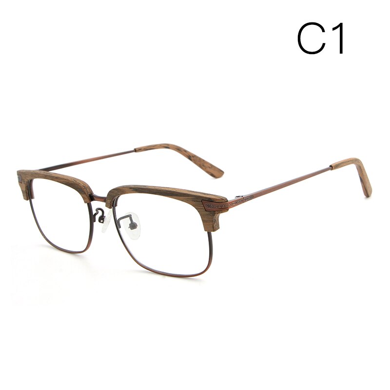 Hdcrafter Unisex Full Rim Square Wood Frame Eyeglasses Hb034 Full Rim Hdcrafter Eyeglasses C1  
